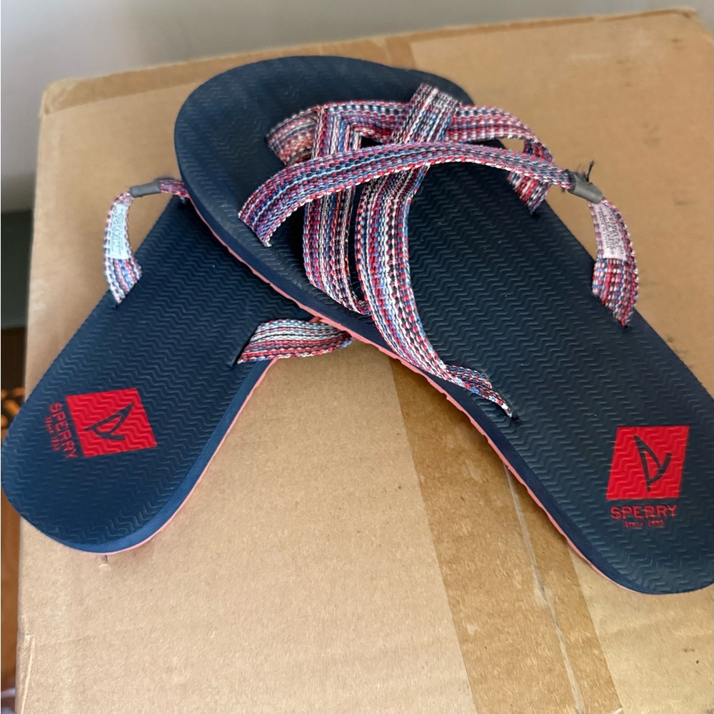 Sperry Multicolor Striped Flip Flops